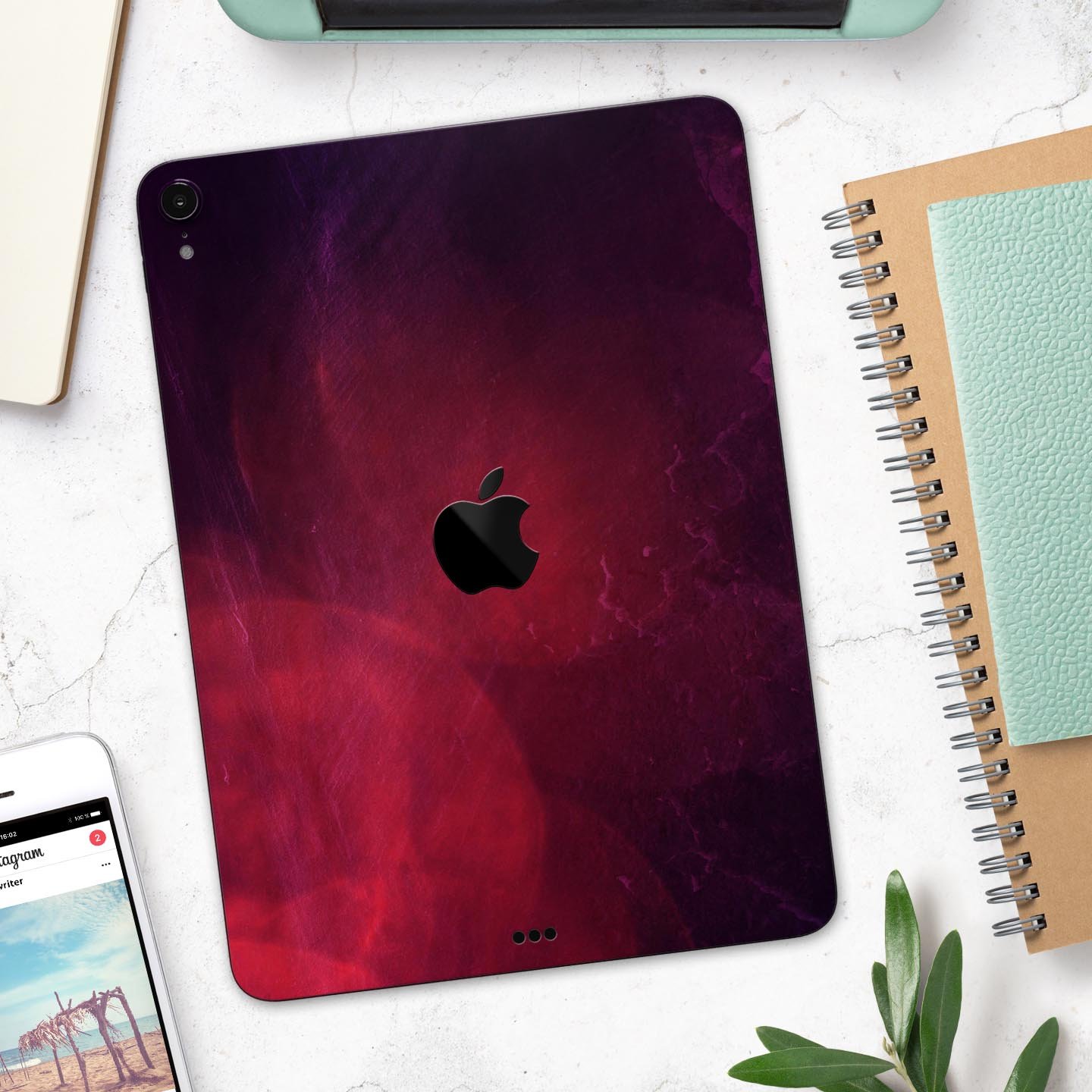 Abstract Fire & Ice V12 Full Body Skin Decal for Apple iPad Pro, showcasing vibrant colors and premium 3M material.