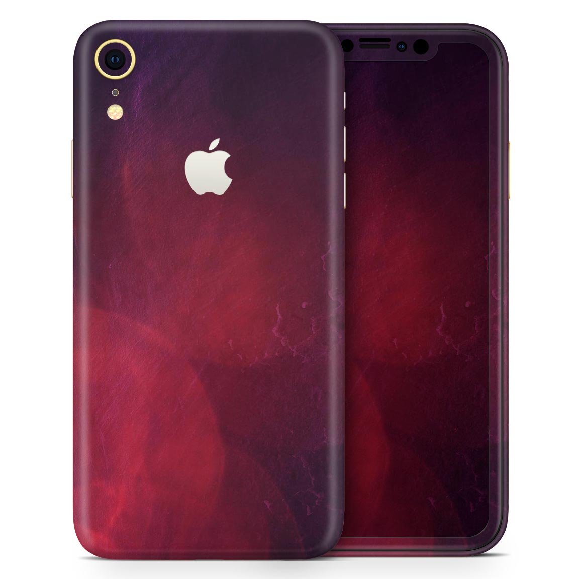 Abstract Fire & Ice V12 Skin-Kit for Apple iPhone XR and XS MAX, showcasing vibrant design and premium vinyl material.