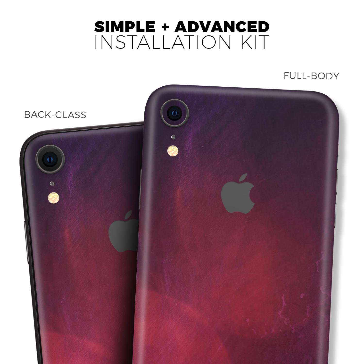 Abstract Fire & Ice V12 Skin-Kit for Apple iPhone XR and XS MAX, showcasing vibrant design and premium vinyl material.