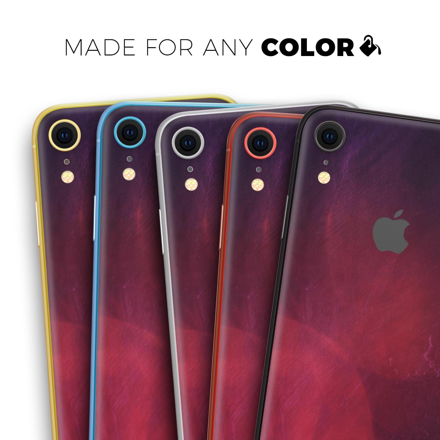 Abstract Fire & Ice V12 Skin-Kit for Apple iPhone XR and XS MAX, showcasing vibrant design and premium vinyl material.