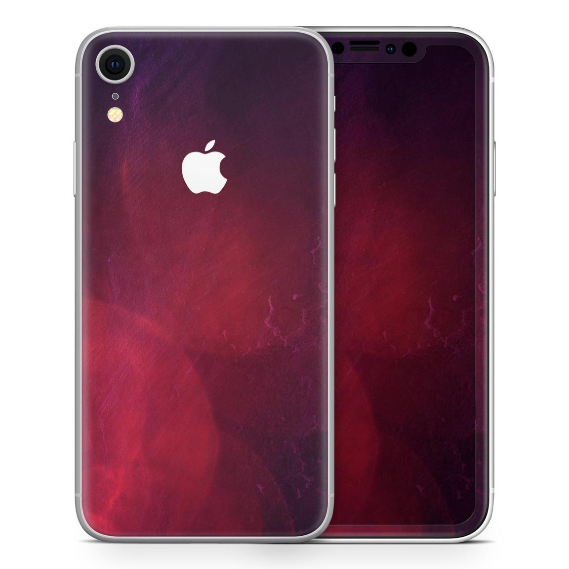 Abstract Fire & Ice V12 Skin-Kit for Apple iPhone XR and XS MAX, showcasing vibrant design and premium vinyl material.