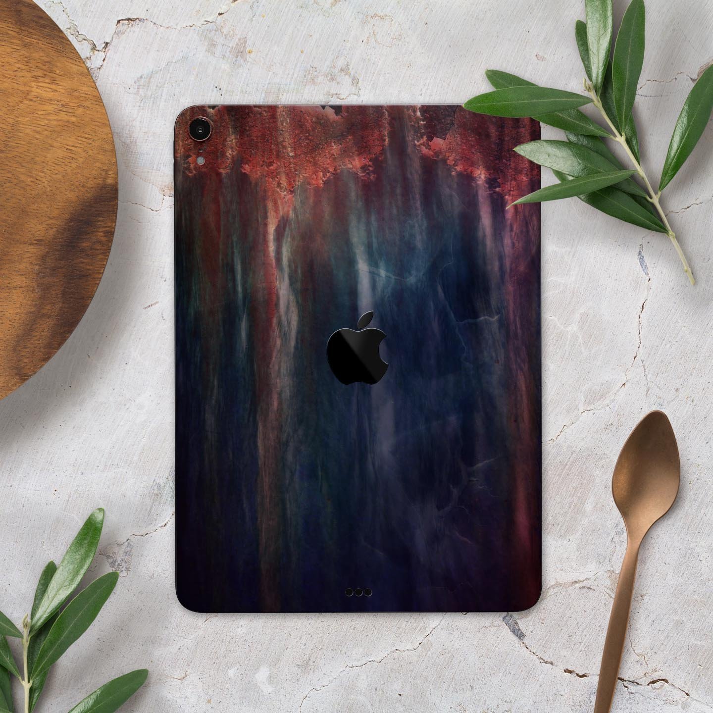 Abstract Fire & Ice V14 Full Body Skin Decal for Apple iPad Pro, showcasing vibrant colors and unique design.