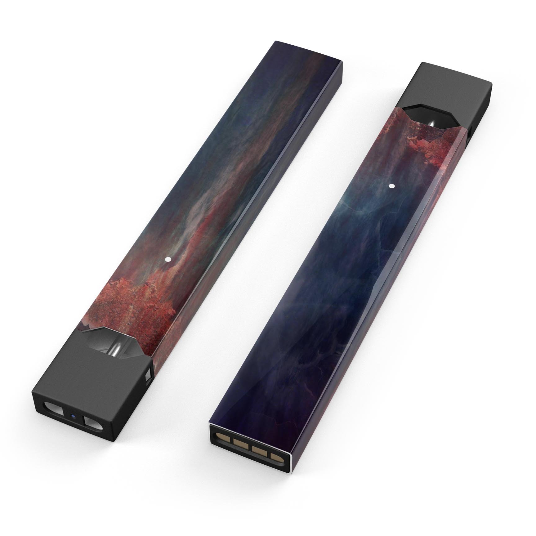 Abstract Fire & Ice V14 premium decal skin for JUUL vaping device, showcasing vibrant colors and sleek design.