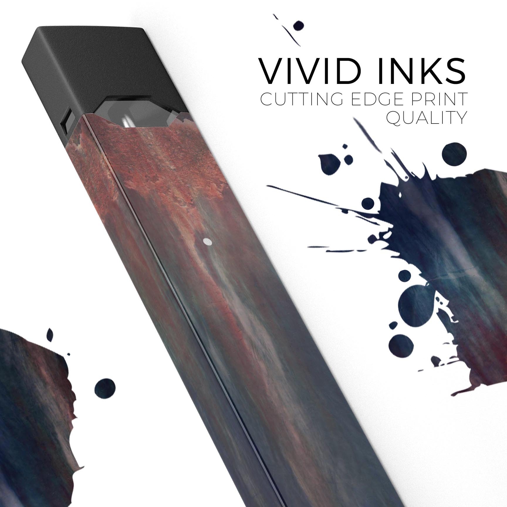 Abstract Fire & Ice V14 premium decal skin for JUUL vaping device, showcasing vibrant colors and sleek design.