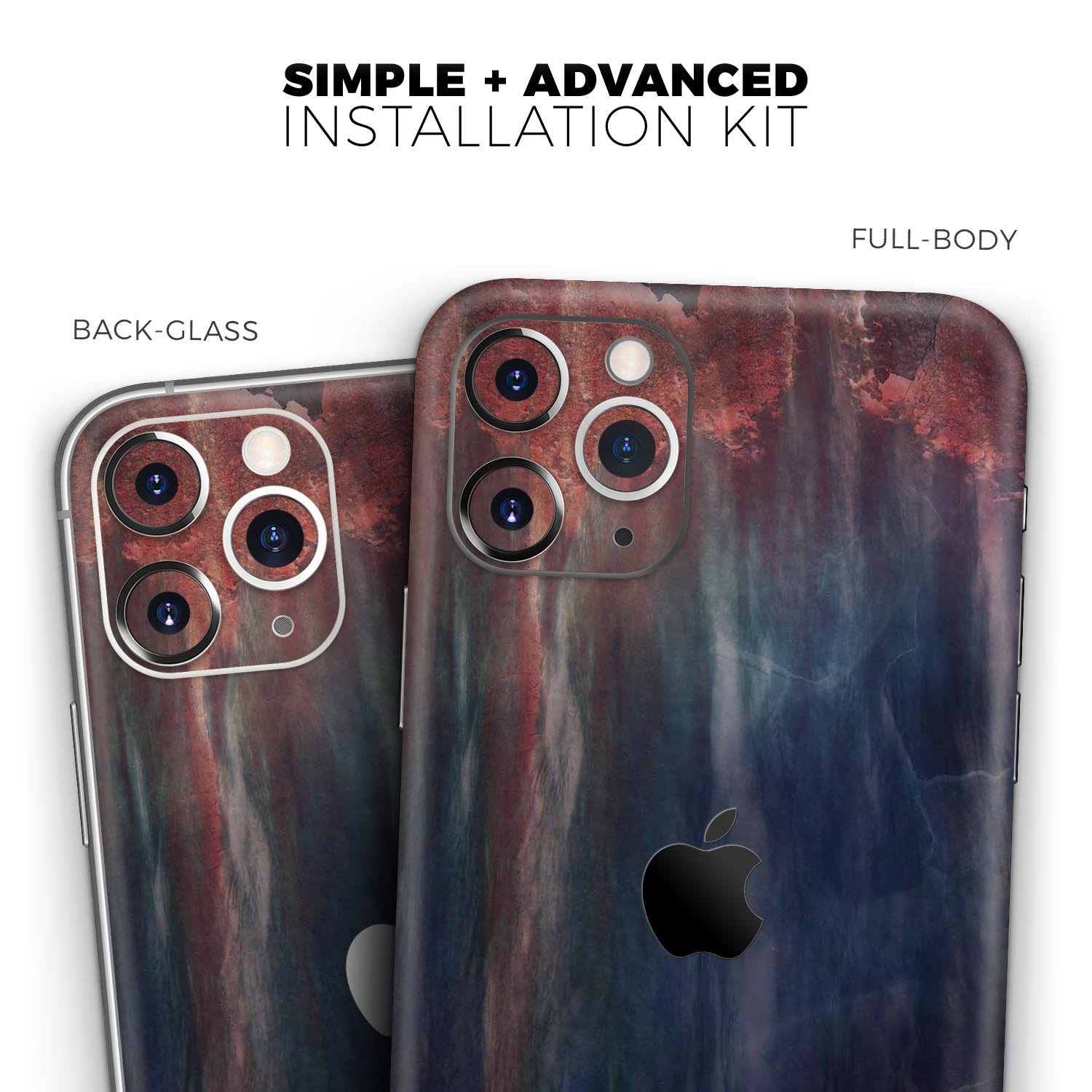 Abstract Fire & Ice V14 Skin-Kit for Apple iPhone, showcasing vibrant design and premium vinyl material.