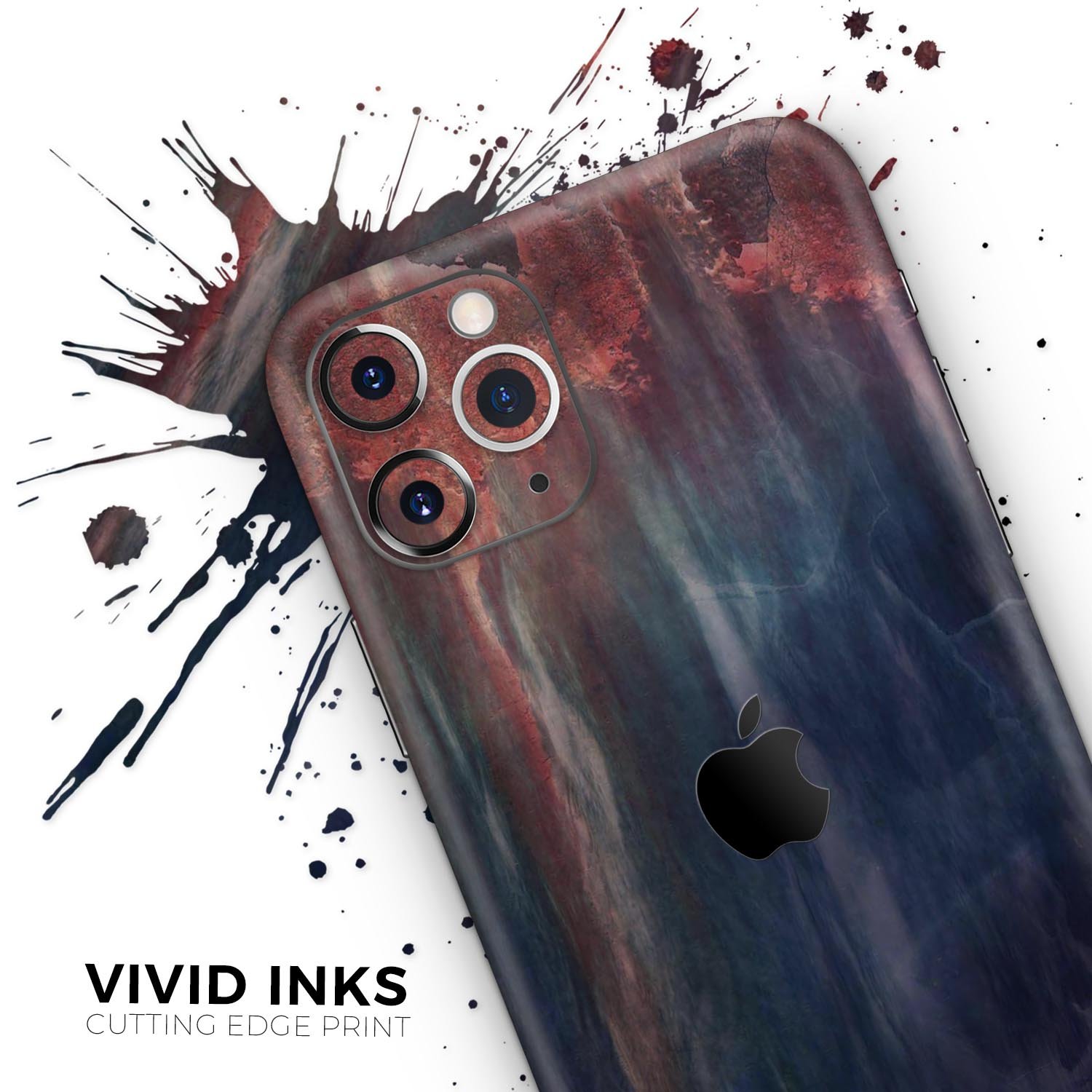 Abstract Fire & Ice V14 Skin-Kit for Apple iPhone, showcasing vibrant design and premium vinyl material.