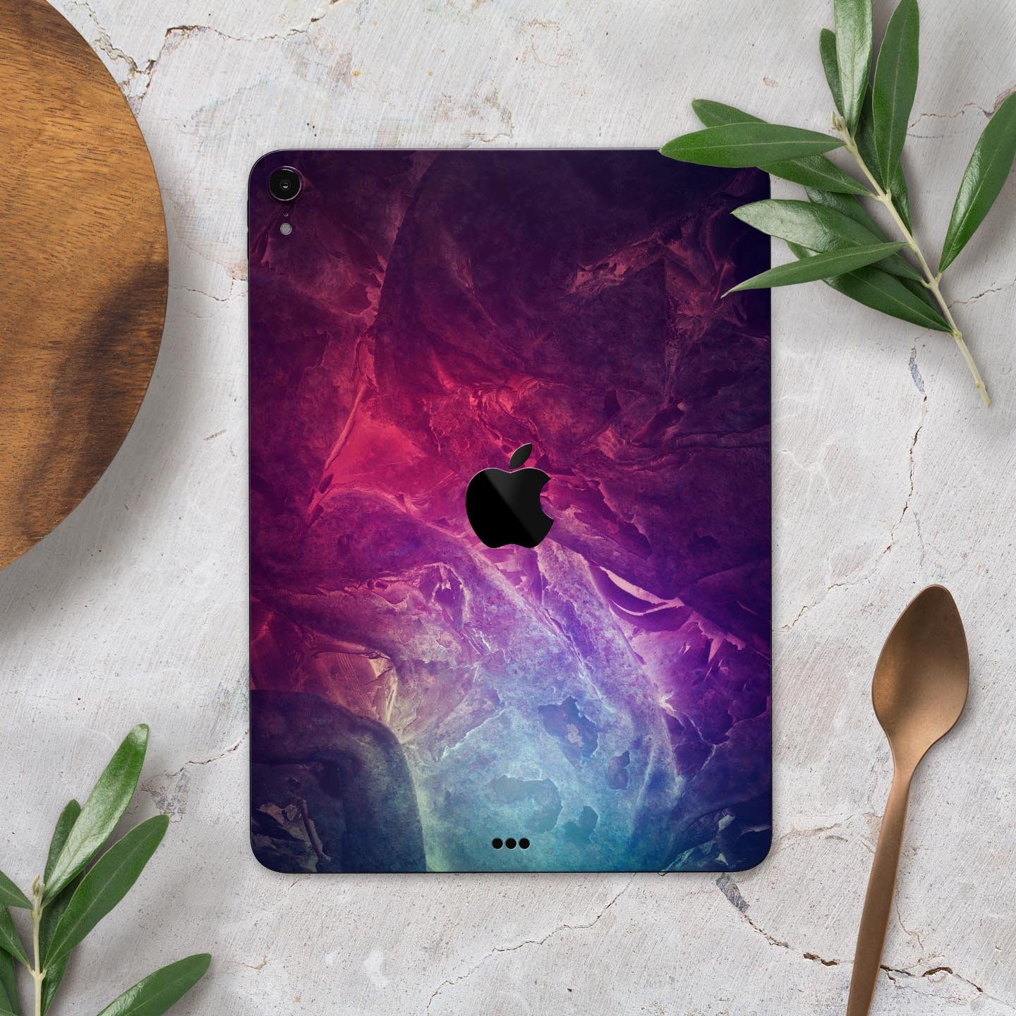 Abstract Fire & Ice V15 skin decal for Apple iPad Pro, showcasing vibrant colors and sleek design for full body protection.