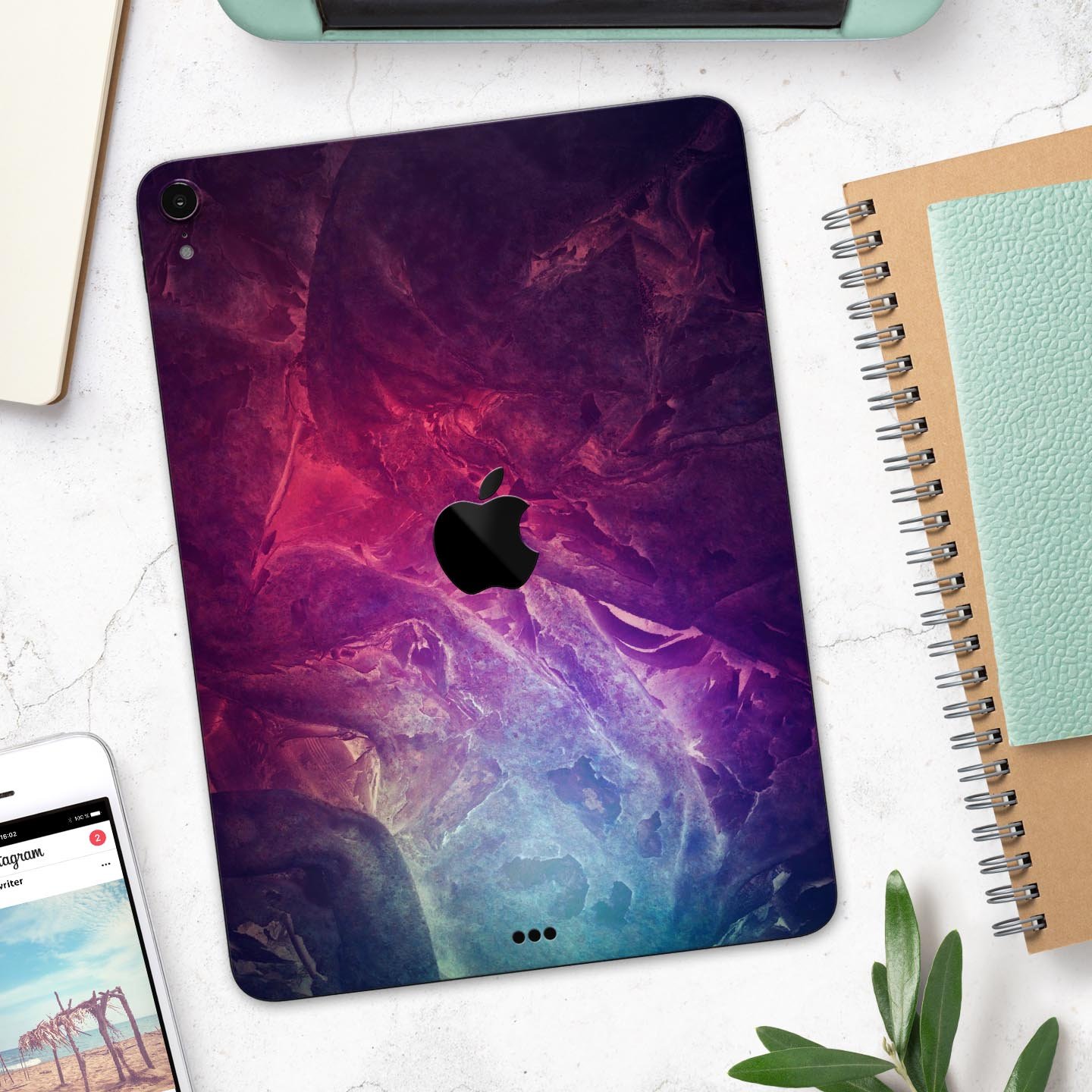 Abstract Fire & Ice V15 skin decal for Apple iPad Pro, showcasing vibrant colors and sleek design for full body protection.