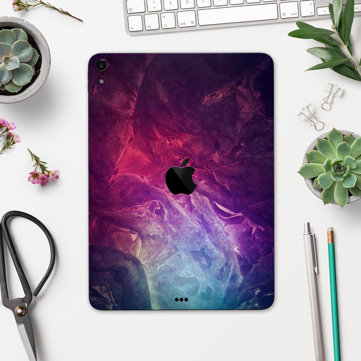 Abstract Fire & Ice V15 skin decal for Apple iPad Pro, showcasing vibrant colors and sleek design for full body protection.