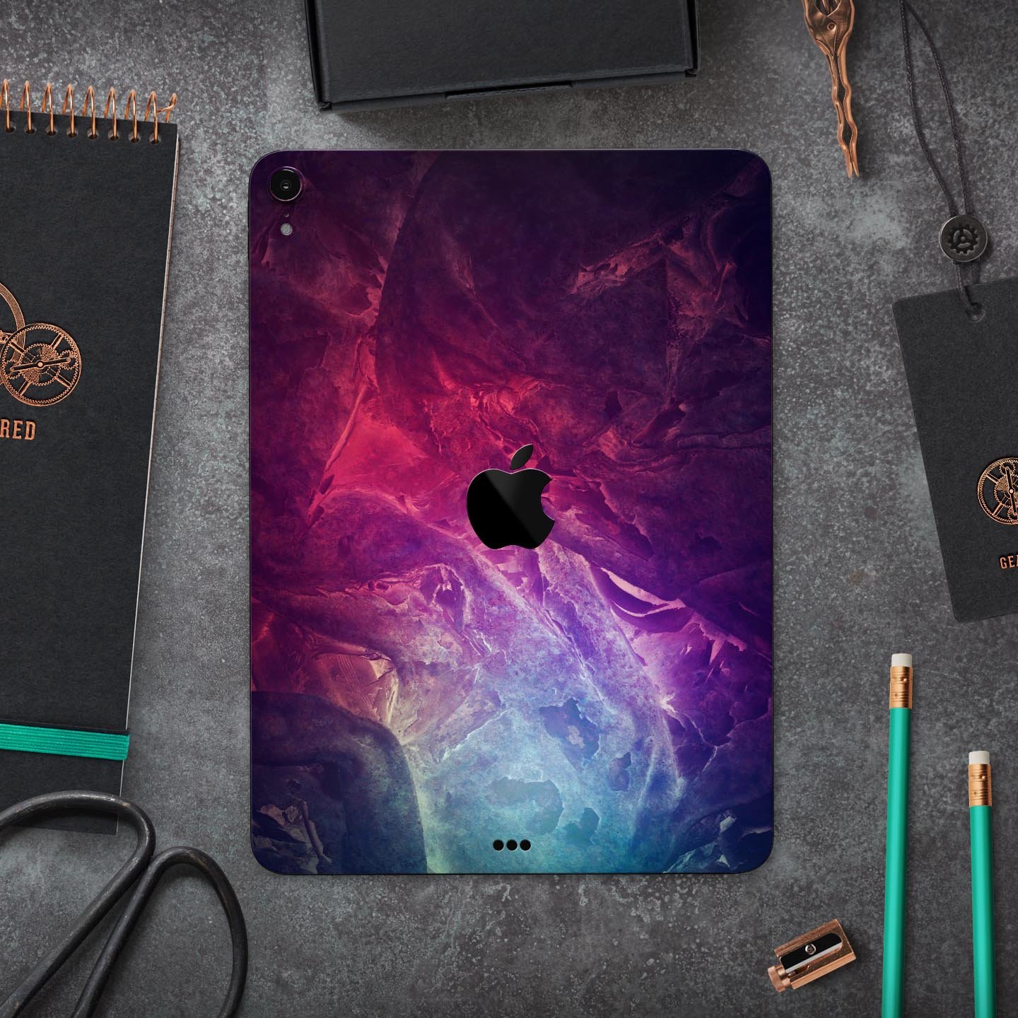 Abstract Fire & Ice V15 skin decal for Apple iPad Pro, showcasing vibrant colors and sleek design for full body protection.