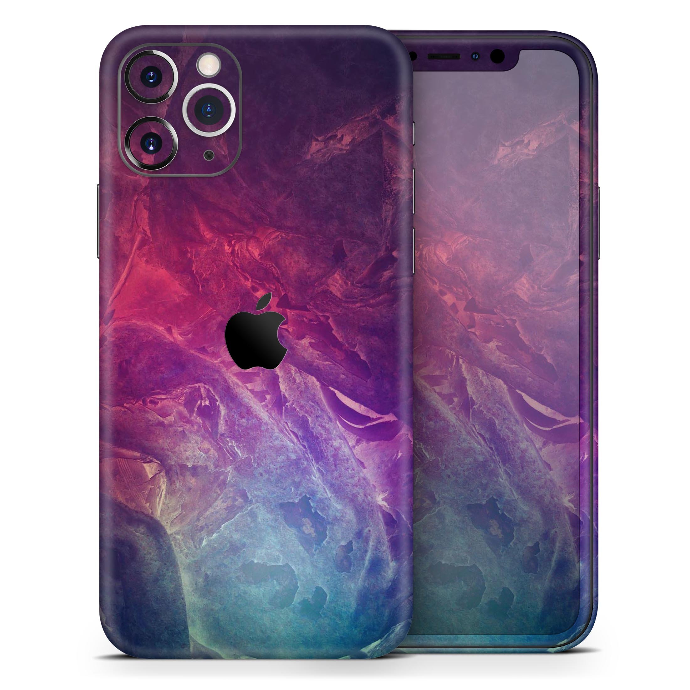 Abstract Fire & Ice V15 Skin-Kit for Apple iPhone, showcasing vibrant design and premium vinyl material.