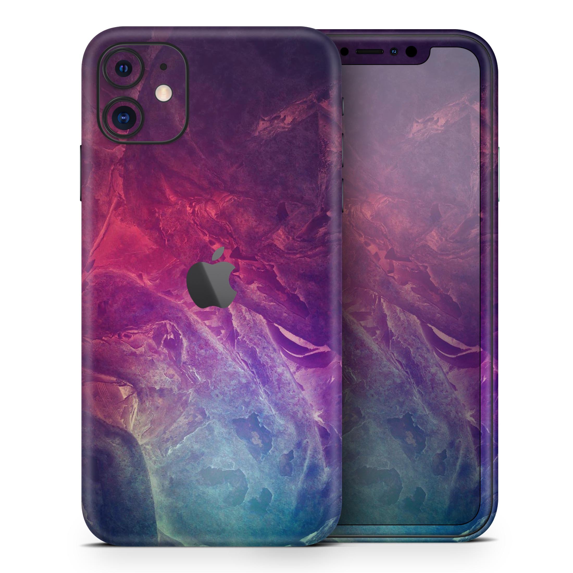 Abstract Fire & Ice V15 Skin-Kit for Apple iPhone, showcasing vibrant design and premium vinyl material.