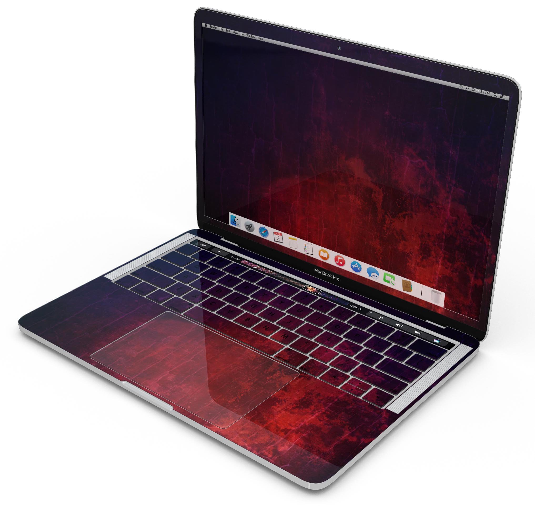 Abstract Fire & Ice V16 skin decal wrap kit for Apple MacBook, showcasing vibrant colors and a sleek design.