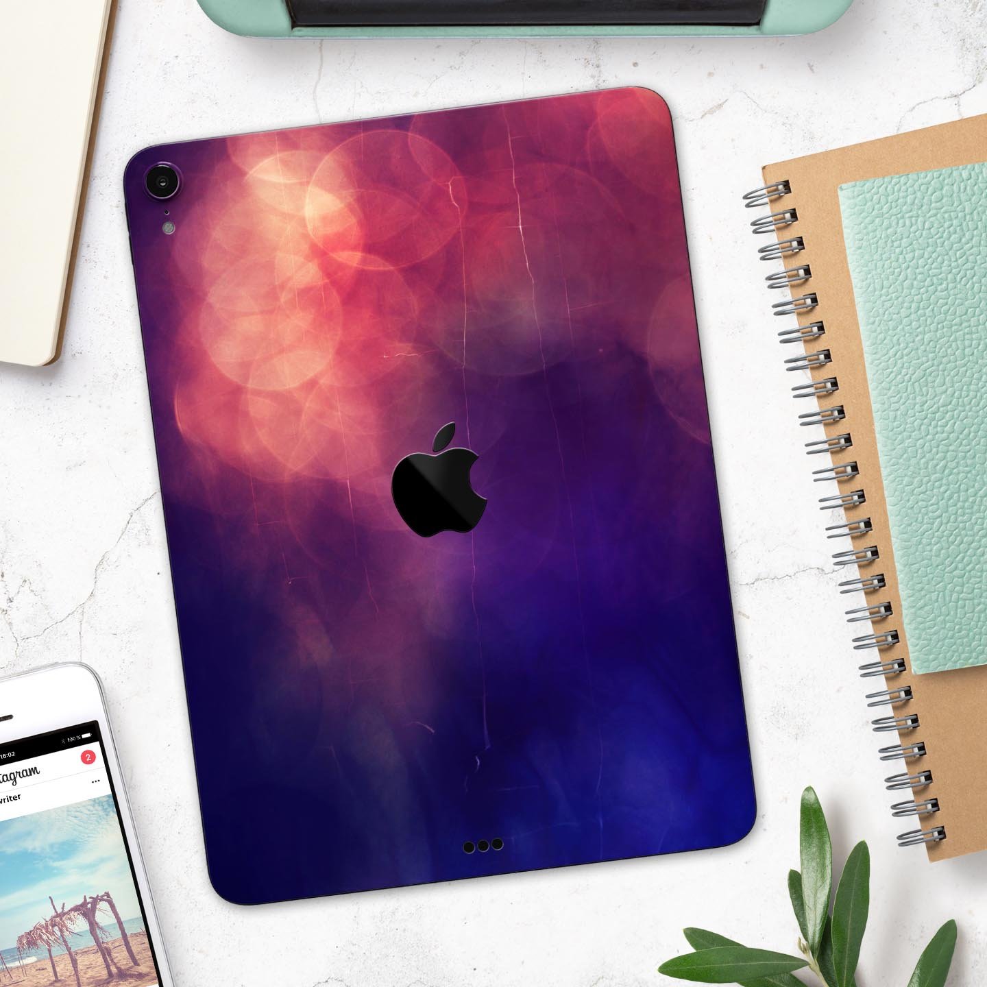 Abstract Fire & Ice V17 skin decal for Apple iPad Pro, showcasing vibrant colors and intricate design for full body protection.