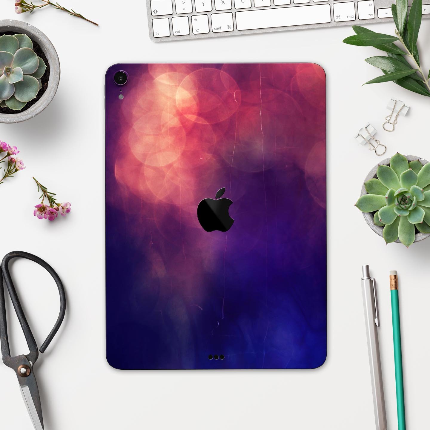 Abstract Fire & Ice V17 skin decal for Apple iPad Pro, showcasing vibrant colors and intricate design for full body protection.