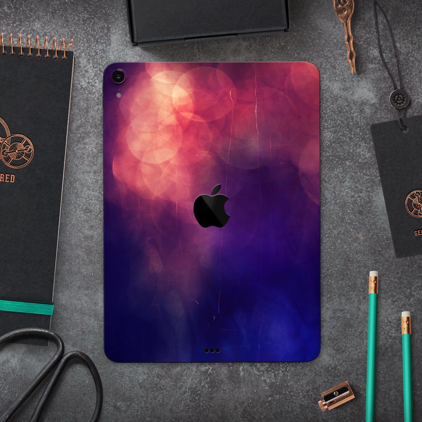 Abstract Fire & Ice V17 skin decal for Apple iPad Pro, showcasing vibrant colors and intricate design for full body protection.