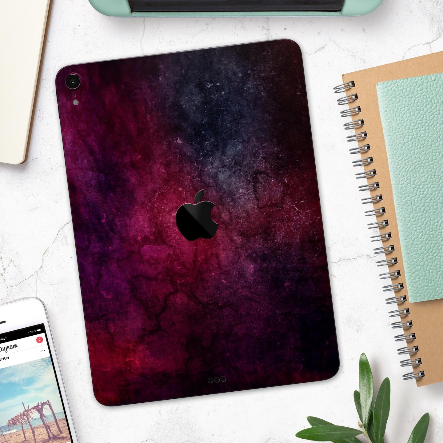 Abstract Fire & Ice V18 skin decal for Apple iPad Pro, showcasing vibrant colors and a sleek design.