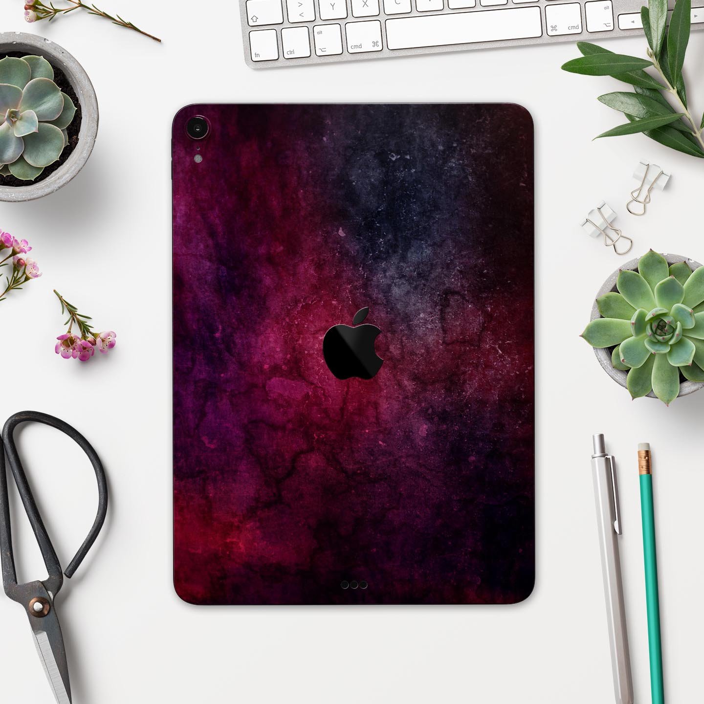 Abstract Fire & Ice V18 skin decal for Apple iPad Pro, showcasing vibrant colors and a sleek design.