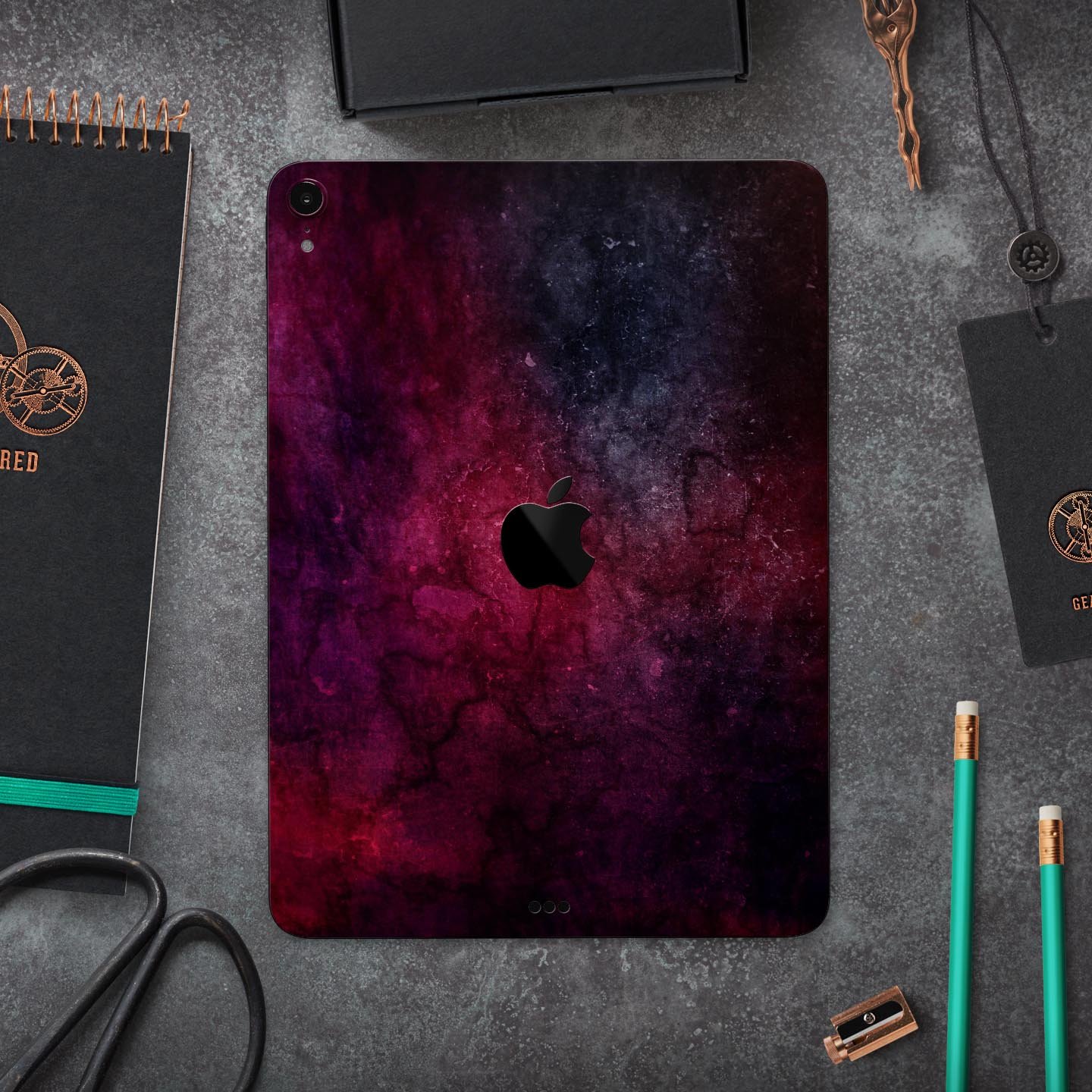 Abstract Fire & Ice V18 skin decal for Apple iPad Pro, showcasing vibrant colors and a sleek design.