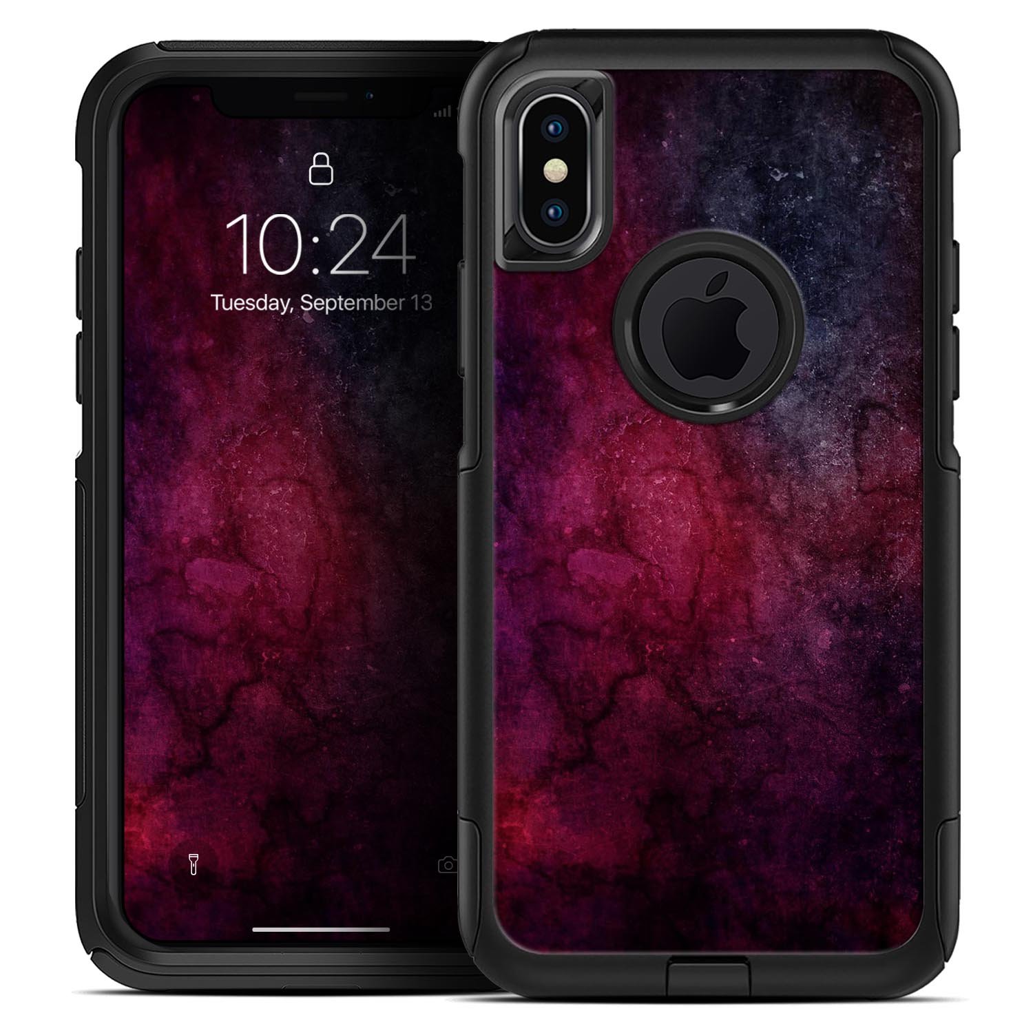 Abstract Fire & Ice V18 Skin Kit for iPhone OtterBox Cases featuring vibrant colors and dual-layer protection.