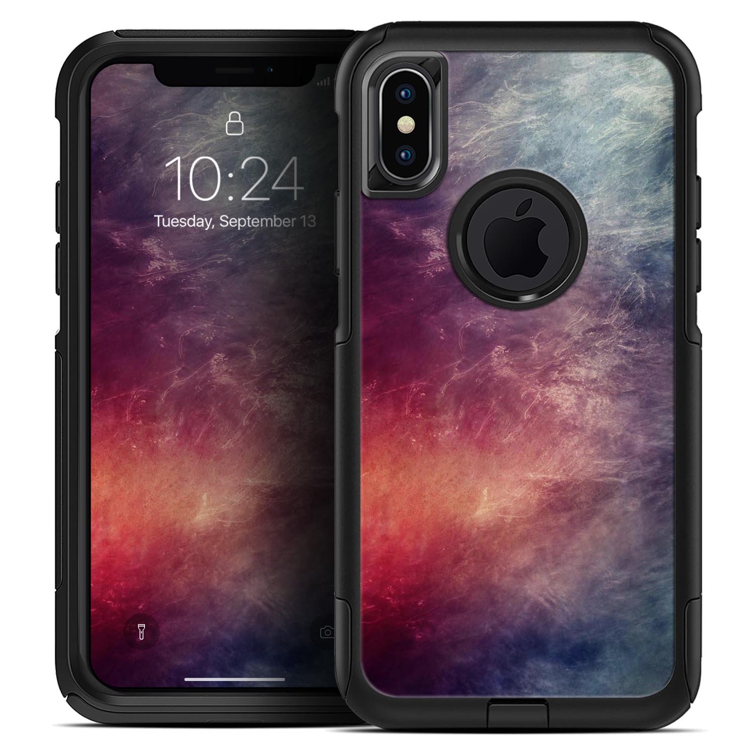 Abstract Fire & Ice V19 Skin Kit for iPhone OtterBox Cases featuring vibrant fiery and icy designs.