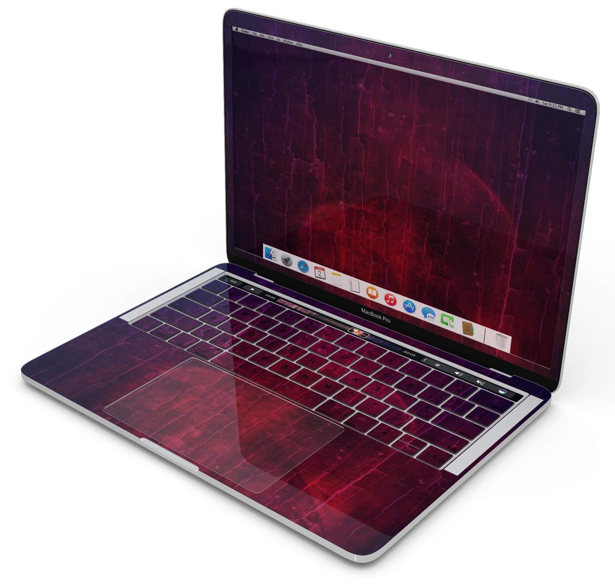 Abstract Fire & Ice V2 Skin Decal Wrap Kit for Apple MacBook, showcasing vibrant colors and sleek design.