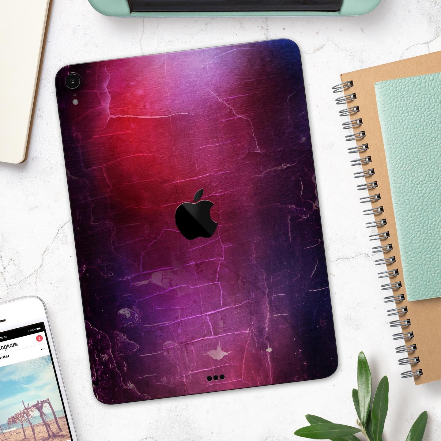 Abstract Fire & Ice V3 skin decal for Apple iPad Pro, showcasing vibrant colors and sleek design.