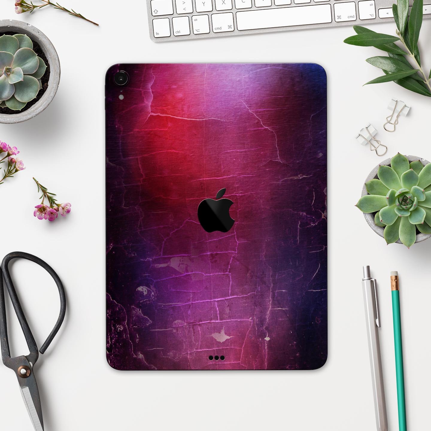 Abstract Fire & Ice V3 skin decal for Apple iPad Pro, showcasing vibrant colors and sleek design.