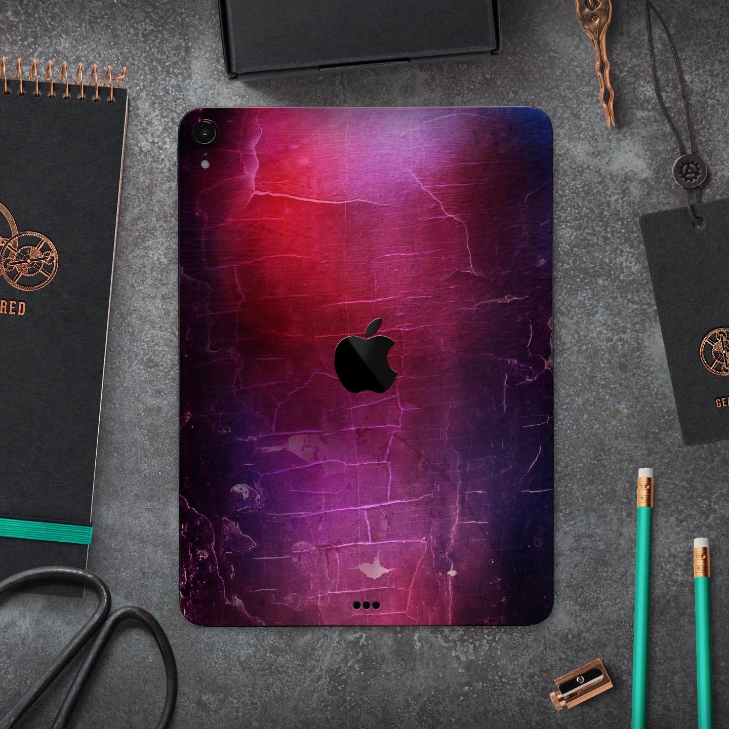 Abstract Fire & Ice V3 skin decal for Apple iPad Pro, showcasing vibrant colors and sleek design.