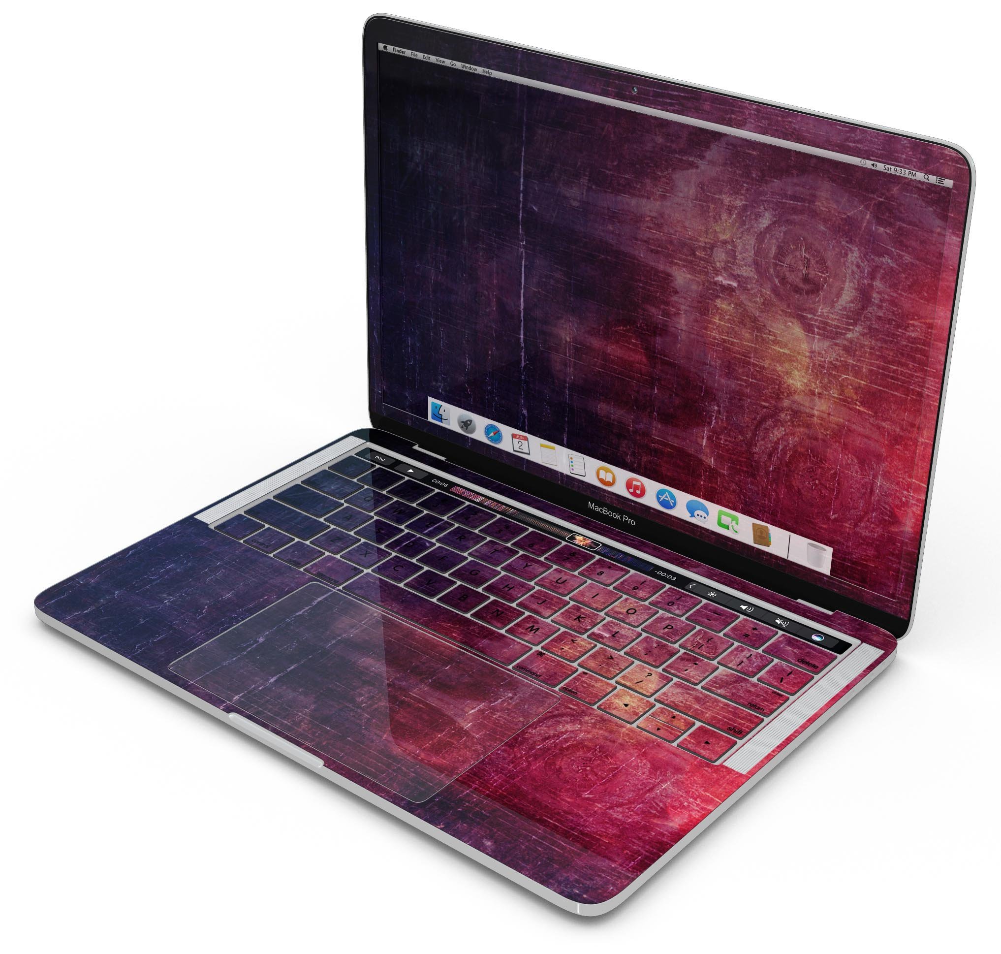 Abstract Fire & Ice V6 Skin Decal Wrap Kit for Apple MacBook, showcasing vibrant colors and sleek design.