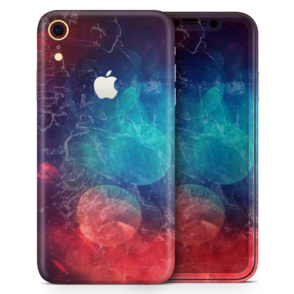 Abstract Fire & Ice V7 Skin-Kit for Apple iPhone, showcasing vibrant design and premium vinyl material.