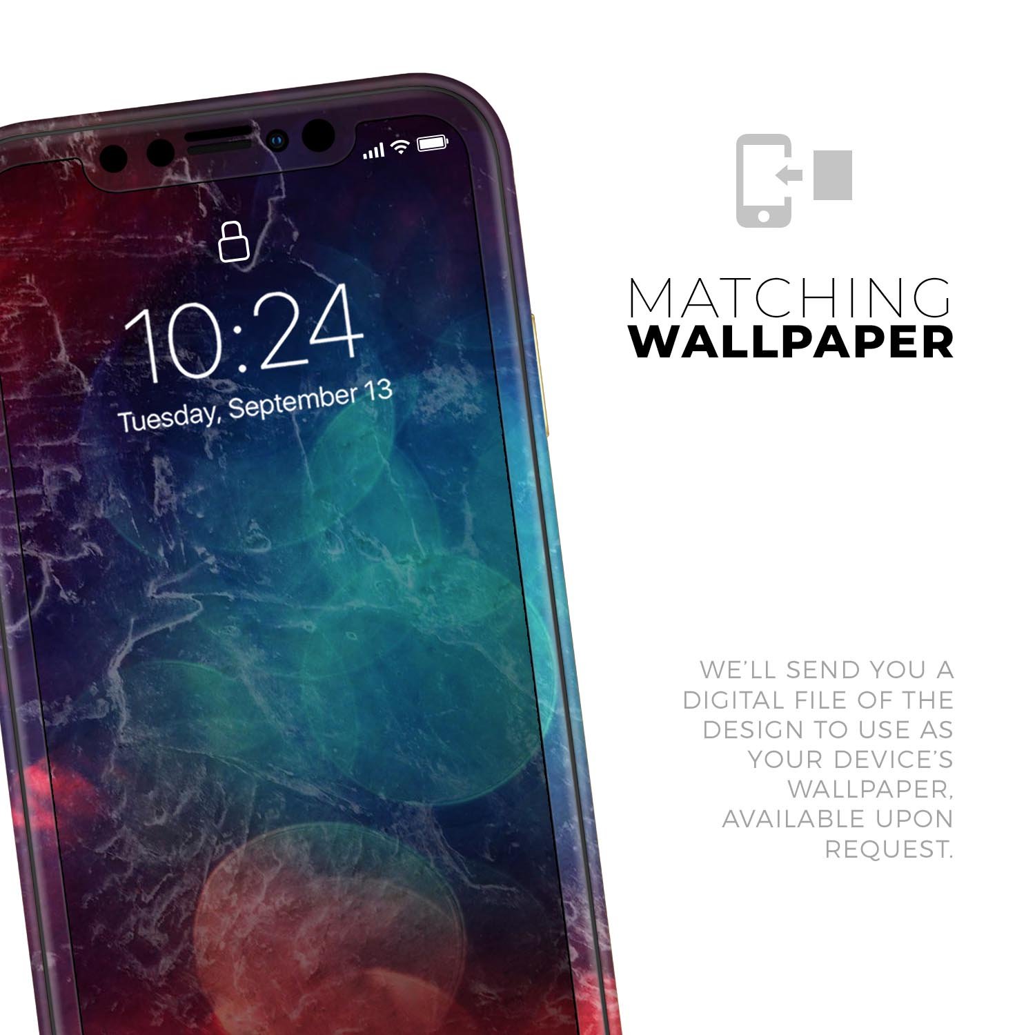 Abstract Fire & Ice V7 Skin-Kit for Apple iPhone, showcasing vibrant design and premium vinyl material.