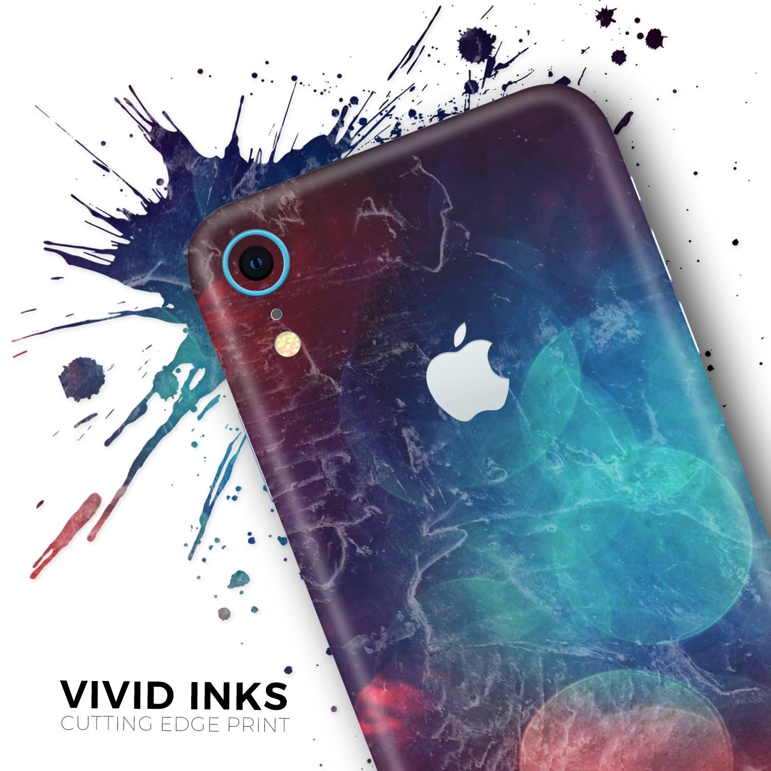 Abstract Fire & Ice V7 Skin-Kit for Apple iPhone, showcasing vibrant design and premium vinyl material.