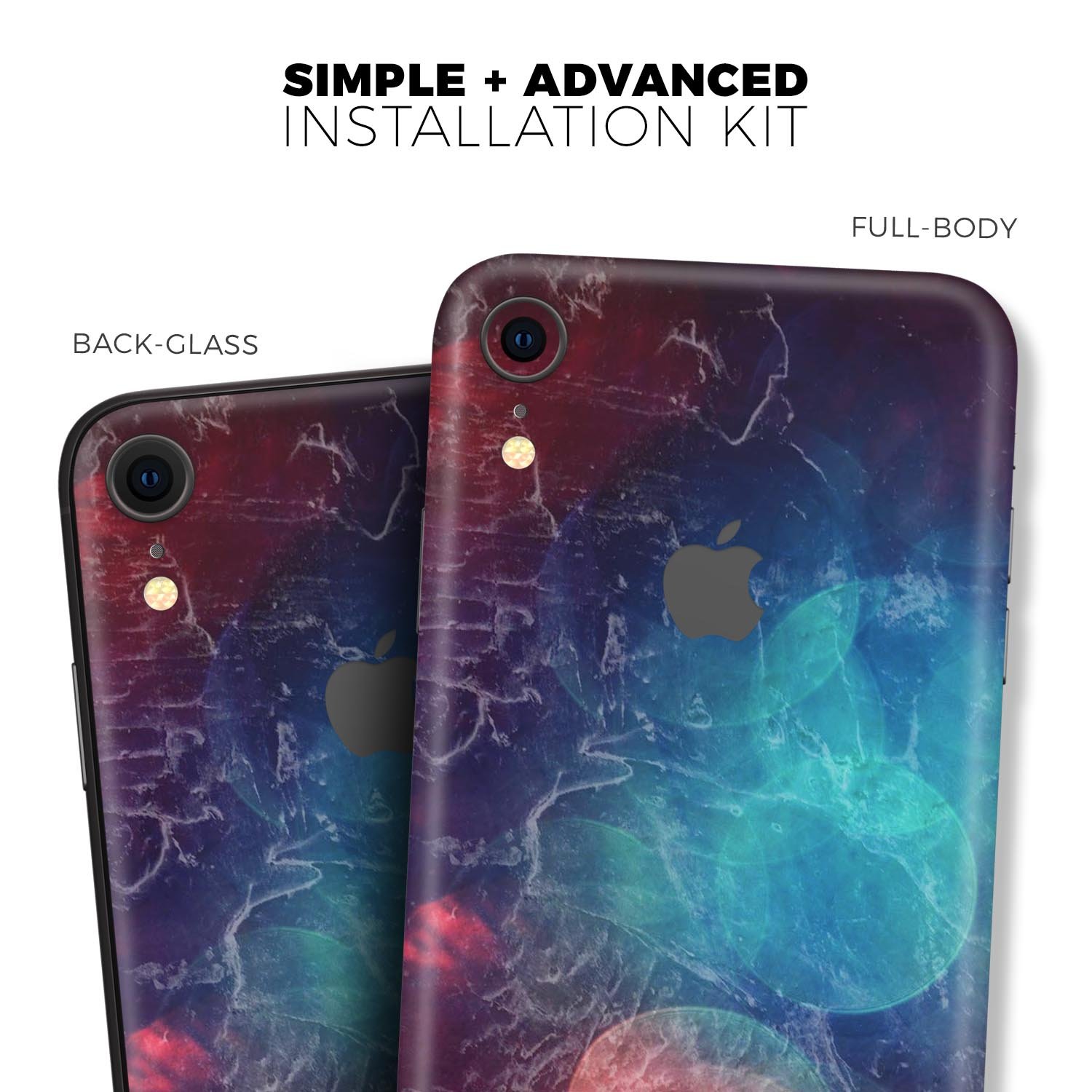 Abstract Fire & Ice V7 Skin-Kit for Apple iPhone, showcasing vibrant design and premium vinyl material.