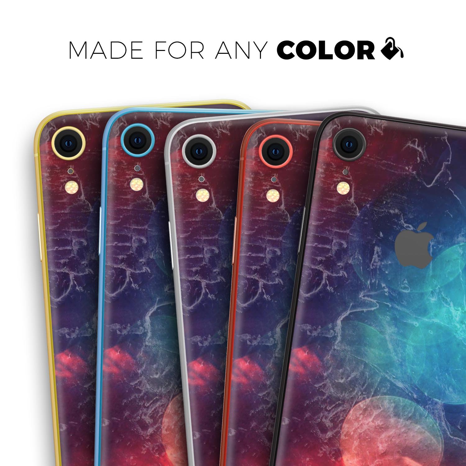 Abstract Fire & Ice V7 Skin-Kit for Apple iPhone, showcasing vibrant design and premium vinyl material.