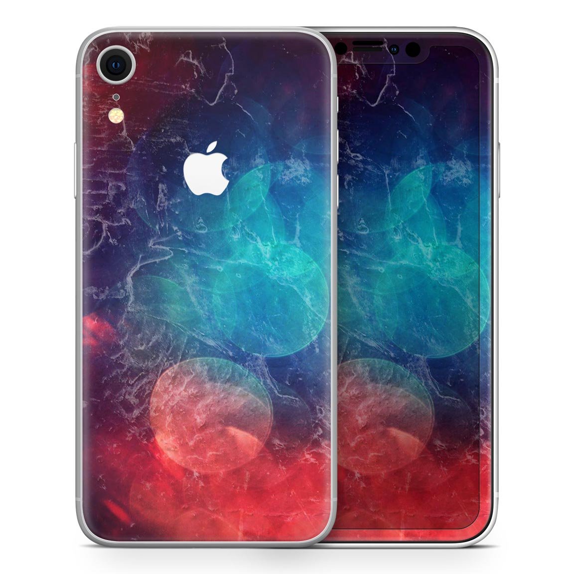 Abstract Fire & Ice V7 Skin-Kit for Apple iPhone, showcasing vibrant design and premium vinyl material.