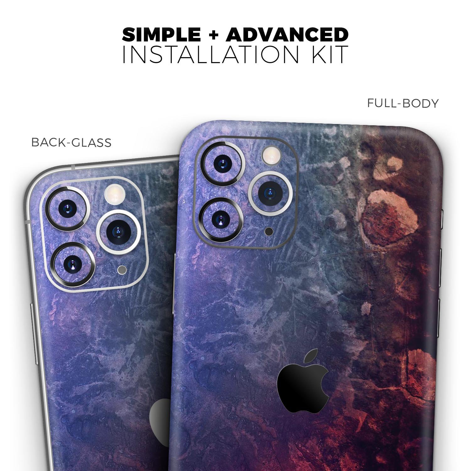 Abstract Fire & Ice V8 Skin-Kit for Apple iPhone 13, showcasing vibrant design and premium vinyl material.