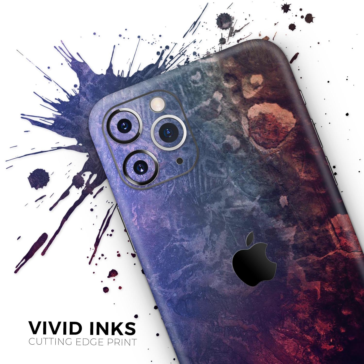 Abstract Fire & Ice V8 Skin-Kit for Apple iPhone 13, showcasing vibrant design and premium vinyl material.