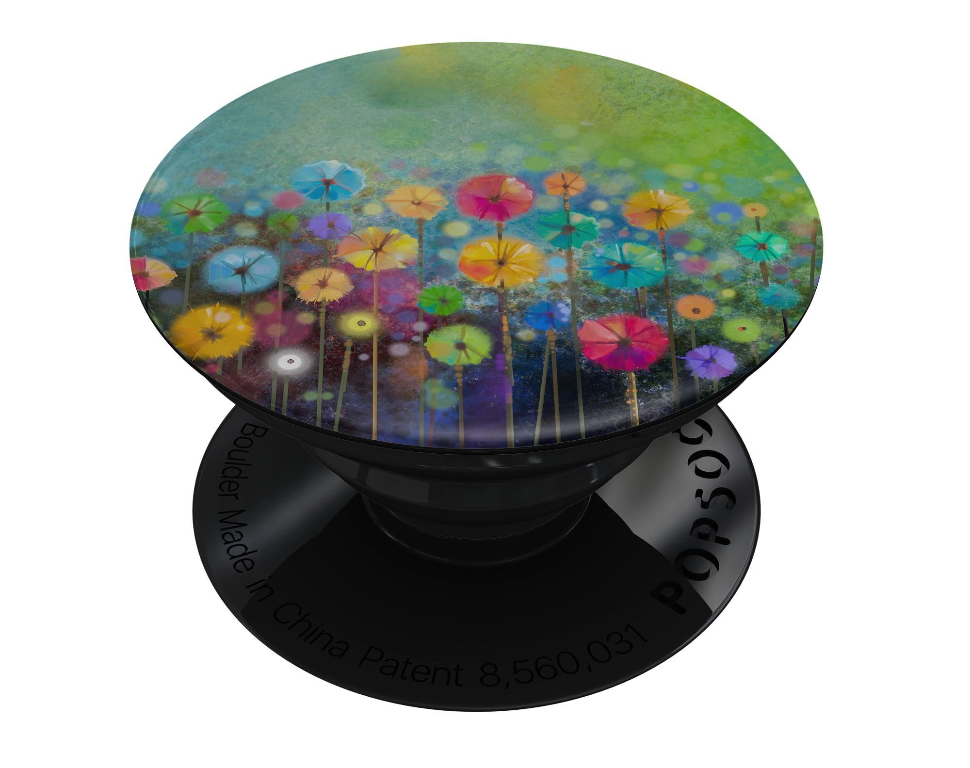 Abstract Flower Meadow Skin Kit for PopSockets, featuring a vibrant floral design on premium vinyl.