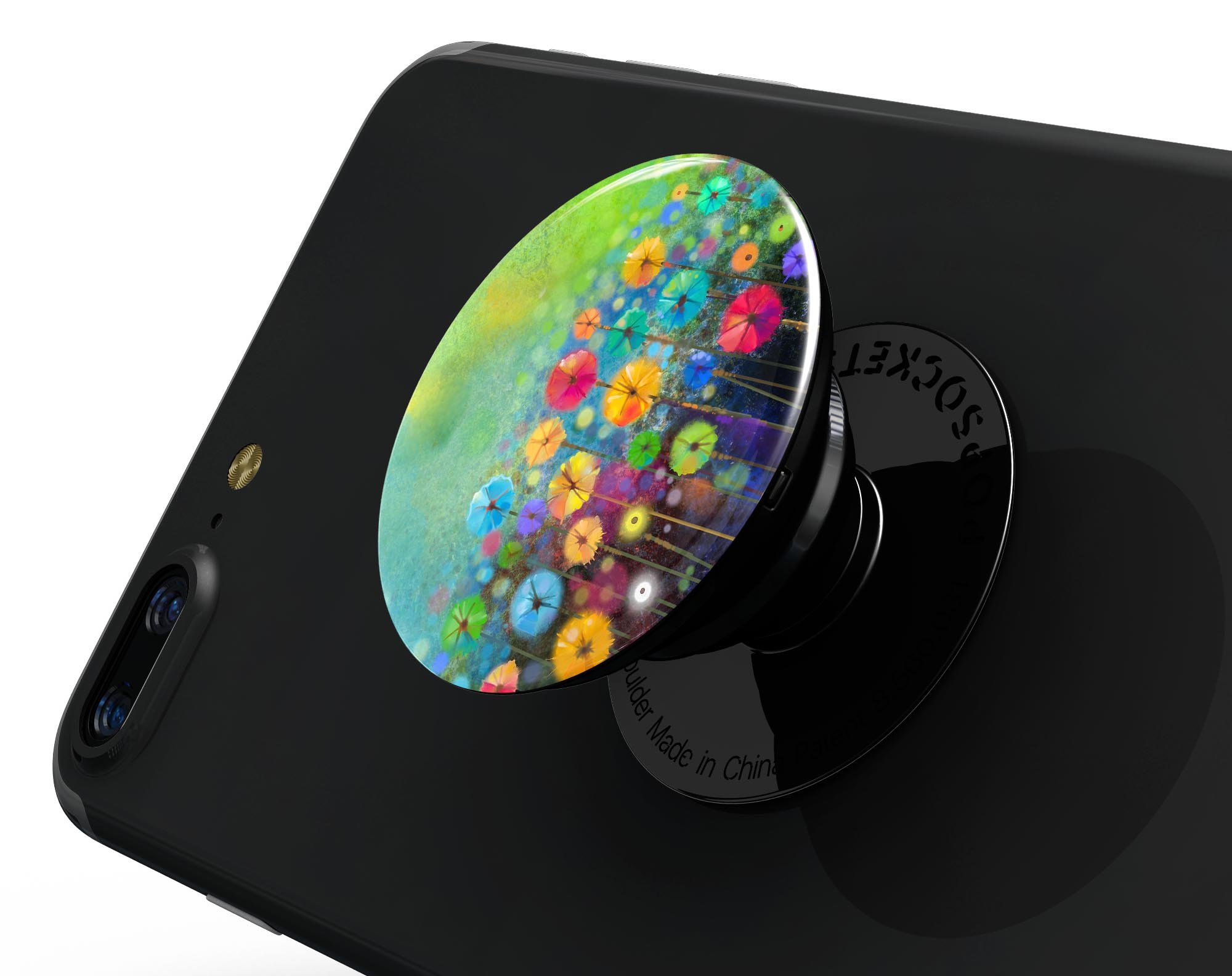 Abstract Flower Meadow Skin Kit for PopSockets, featuring a vibrant floral design on premium vinyl.