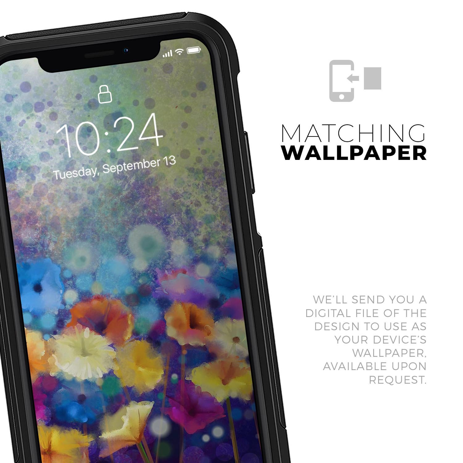 Abstract Flower Meadow v2 Skin Kit for iPhone OtterBox Cases featuring vibrant floral design and premium materials.