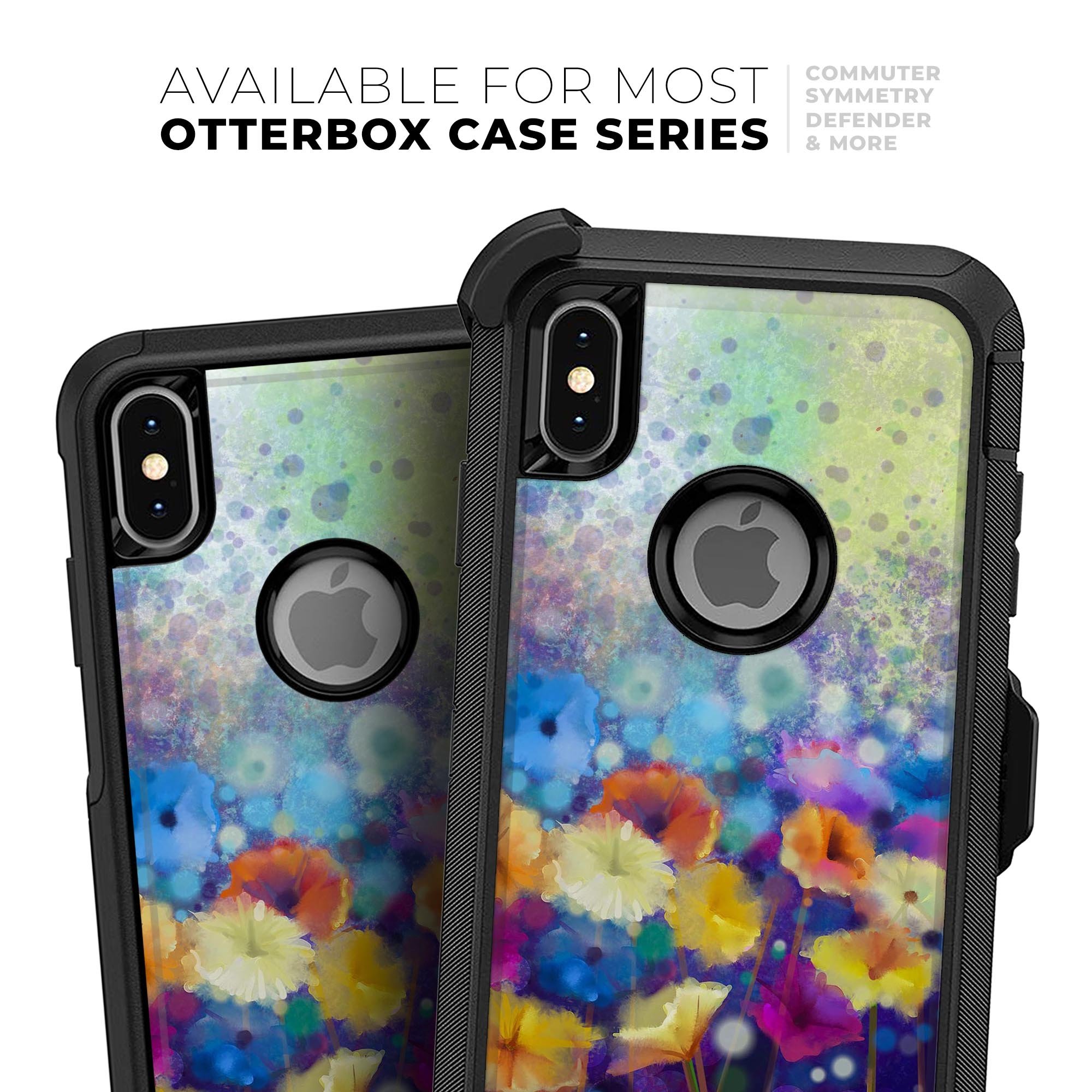 Abstract Flower Meadow v2 Skin Kit for iPhone OtterBox Cases featuring vibrant floral design and premium materials.