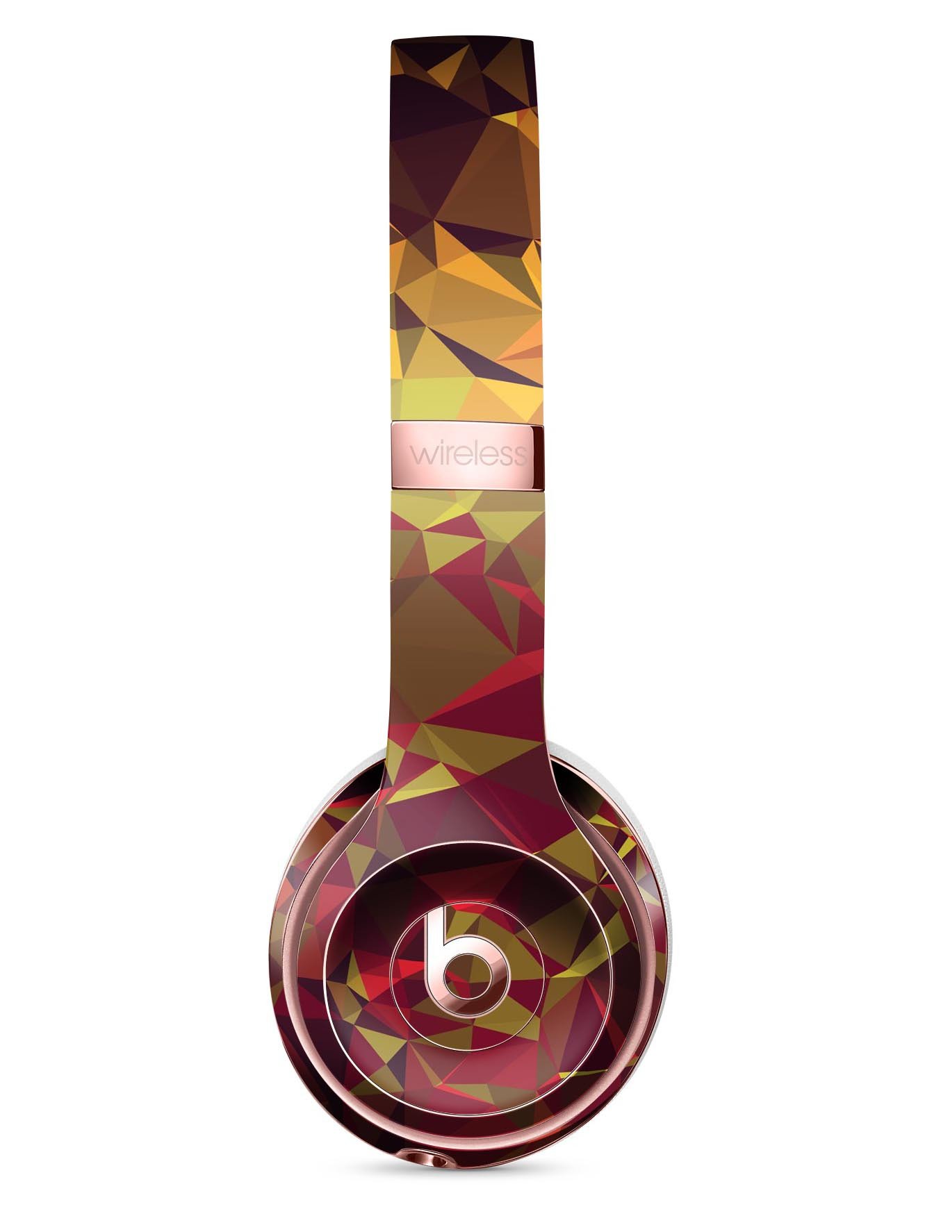 Abstract Geometric Lava Triangles Skin Kit for Beats by Dre Solo 3 Wireless Headphones, showcasing vibrant colors and unique geometric patterns.