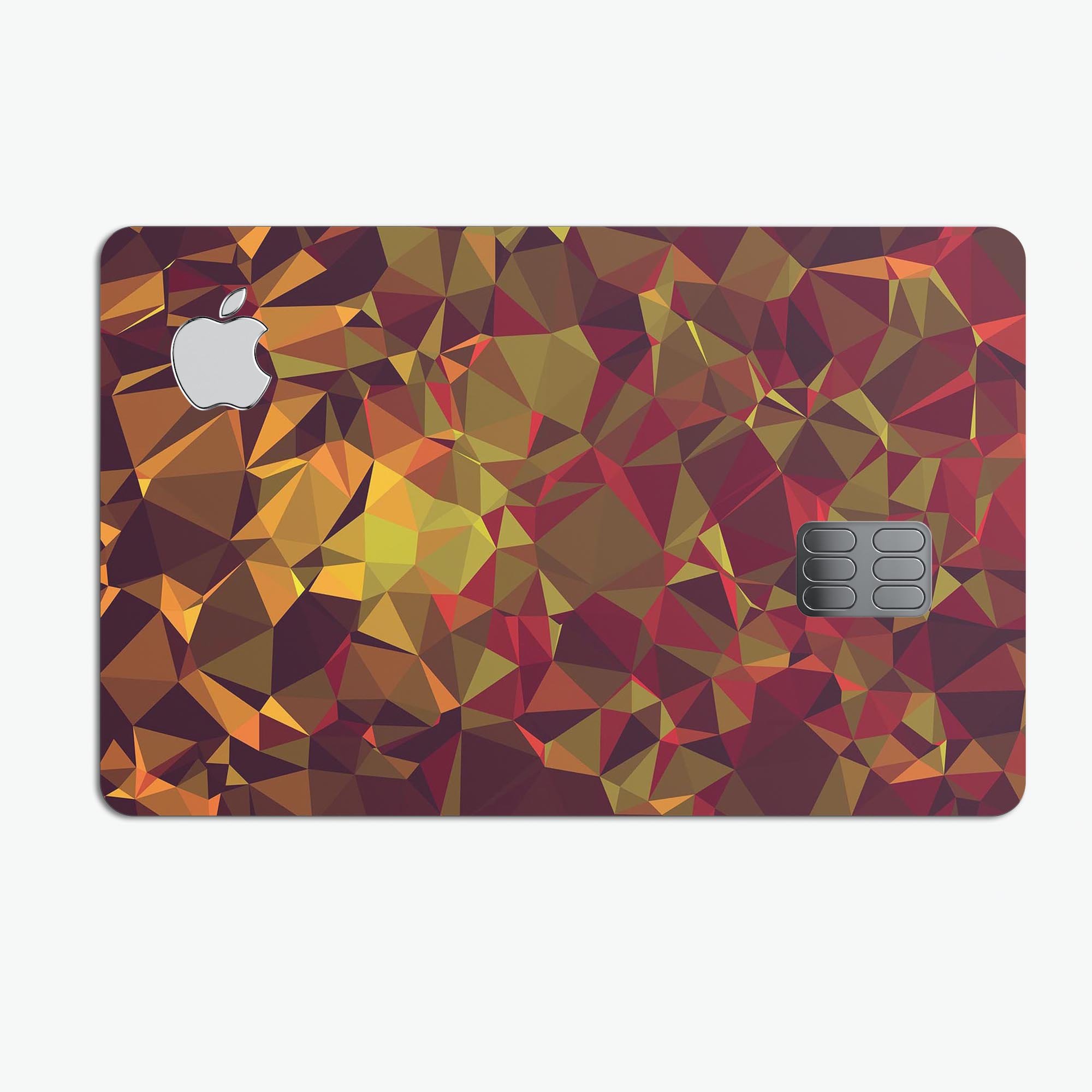 Abstract Geometric Lava Triangles skin kit for Apple Card, showcasing vibrant colors and unique design.