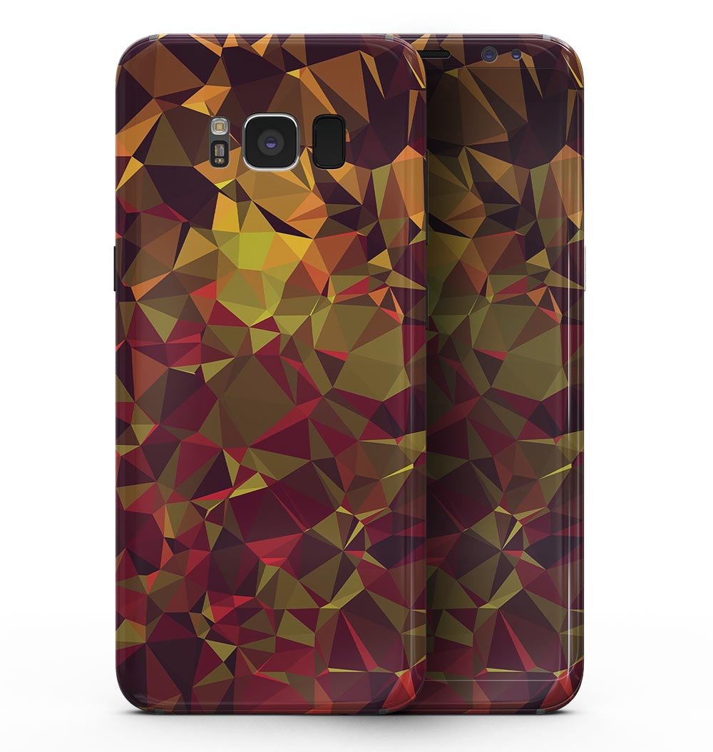 Samsung Galaxy S8 with Abstract Geometric Lava Triangles full-body skin, showcasing vibrant colors and unique geometric patterns.