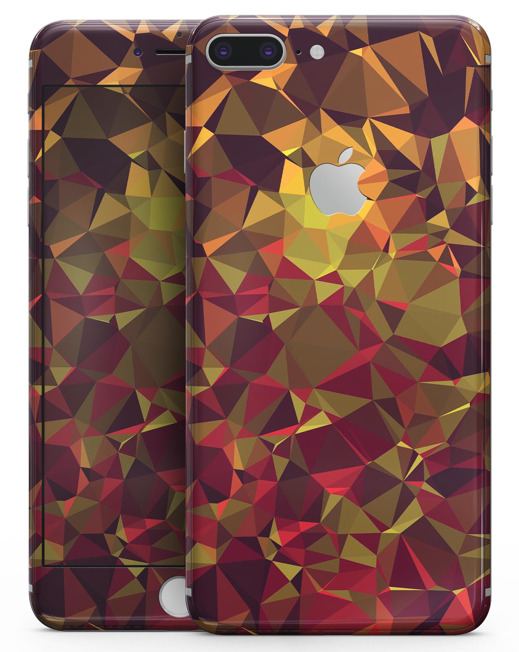 Abstract Geometric Lava Triangles skin for iPhone 8 and 8 Plus, showcasing vibrant colors and unique design.