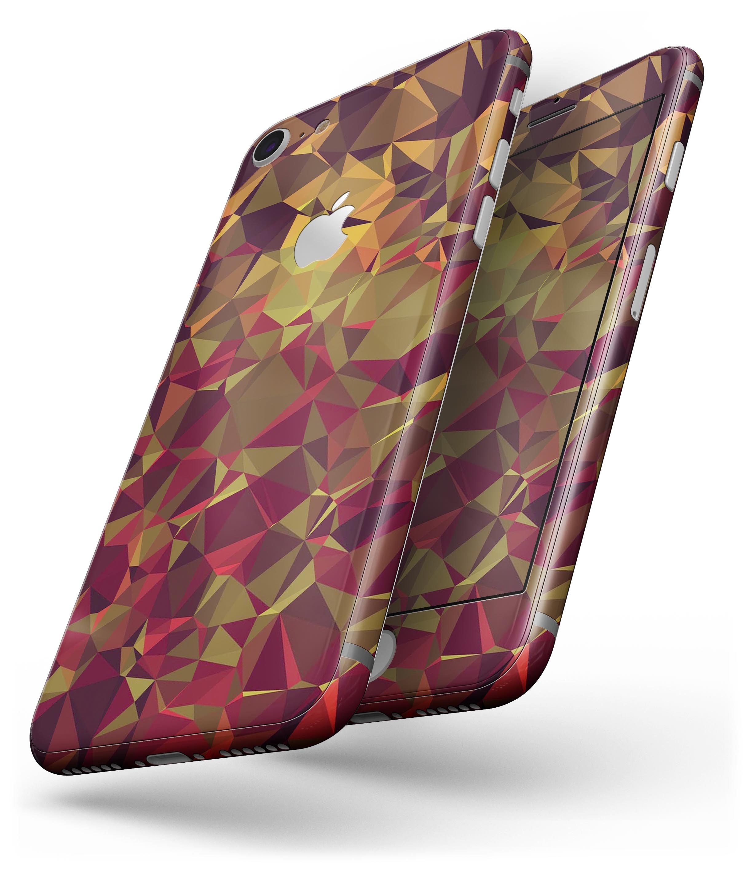 Abstract Geometric Lava Triangles skin for iPhone 8 and 8 Plus, showcasing vibrant colors and unique design.