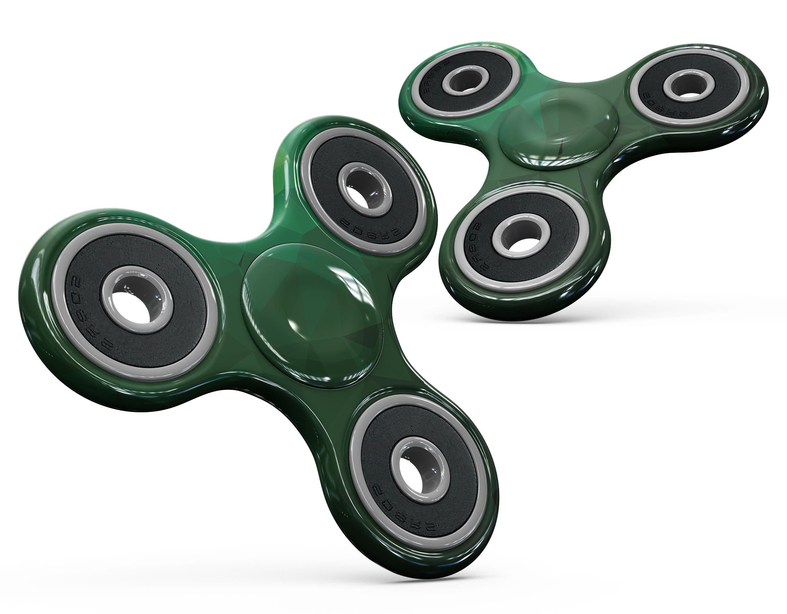 Abstract Green Geometric Shapes Full-Body Skin-Kit for fidget spinner, showcasing vibrant colors and geometric patterns.