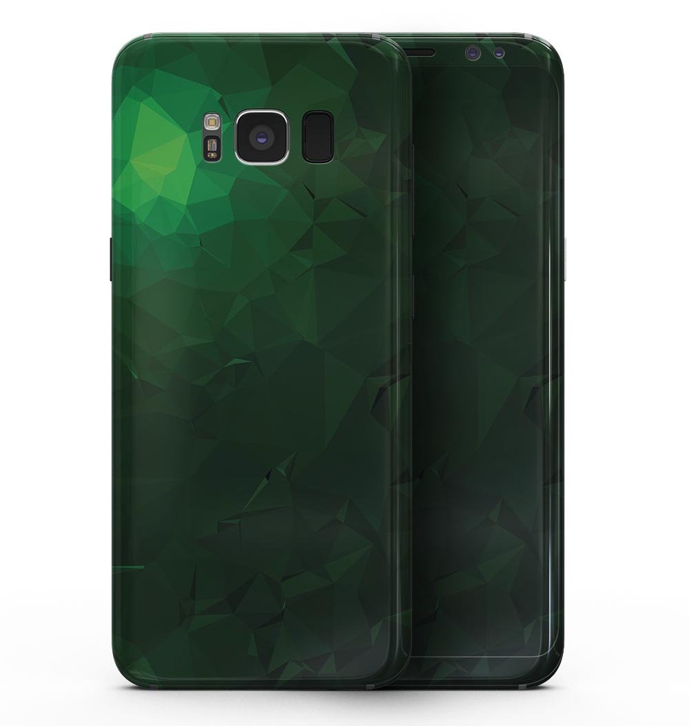 Samsung Galaxy S8 with Abstract Green Geometric Shapes full-body skin, showcasing vibrant colors and sleek design.