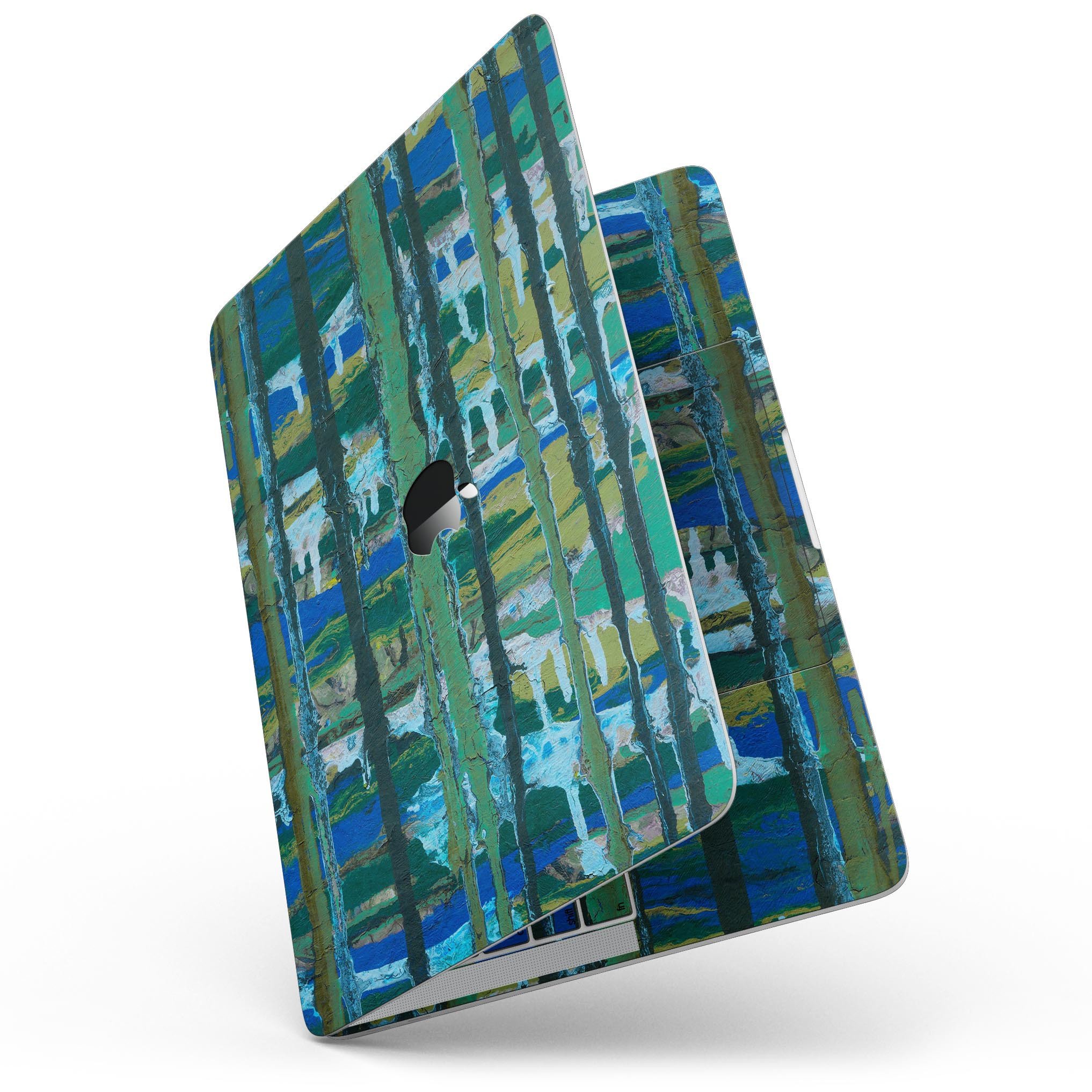 Abstract Green Plaid Paint Wall skin for 13" MacBook Pro without Touch Bar, showcasing vibrant green plaid design.